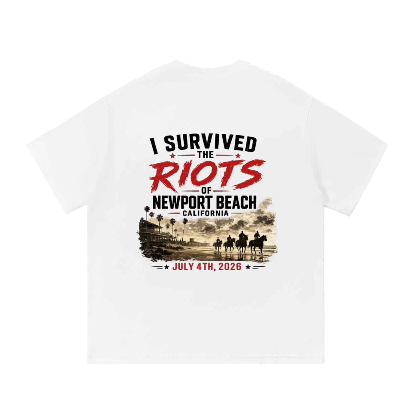 Survived the July 4th Riots - Horses on Sand - White T Shirt