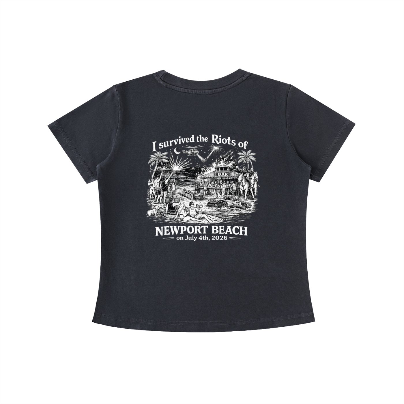 Women's - I Survived the Riots of Newport Beach - Vintage Wash Slim Fit T-shirt